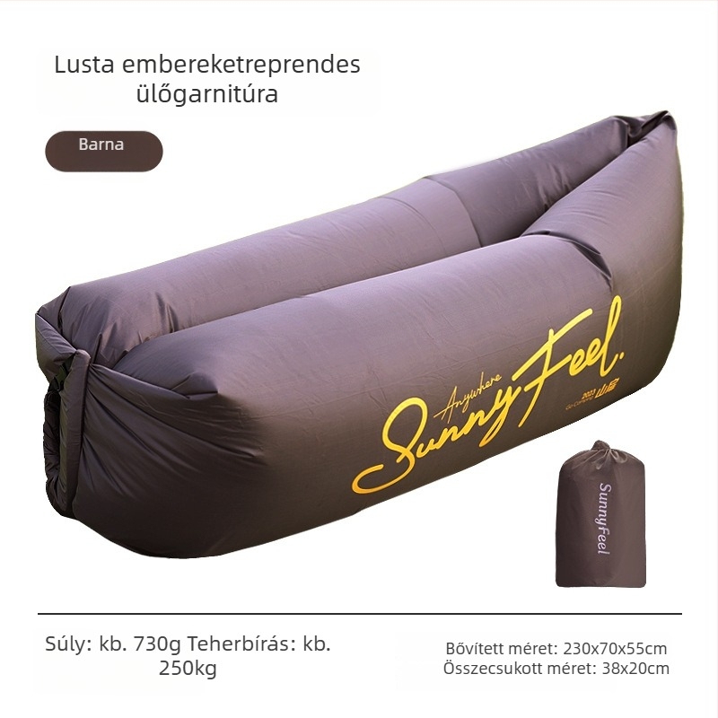 Felfújható kemping kanapéágy kültéri pihenésre, hordozható (Súly: 800 g; Teherbírás: 120 kg; Felület: 210T kockás anyag; Kategória: felfújható ágy)