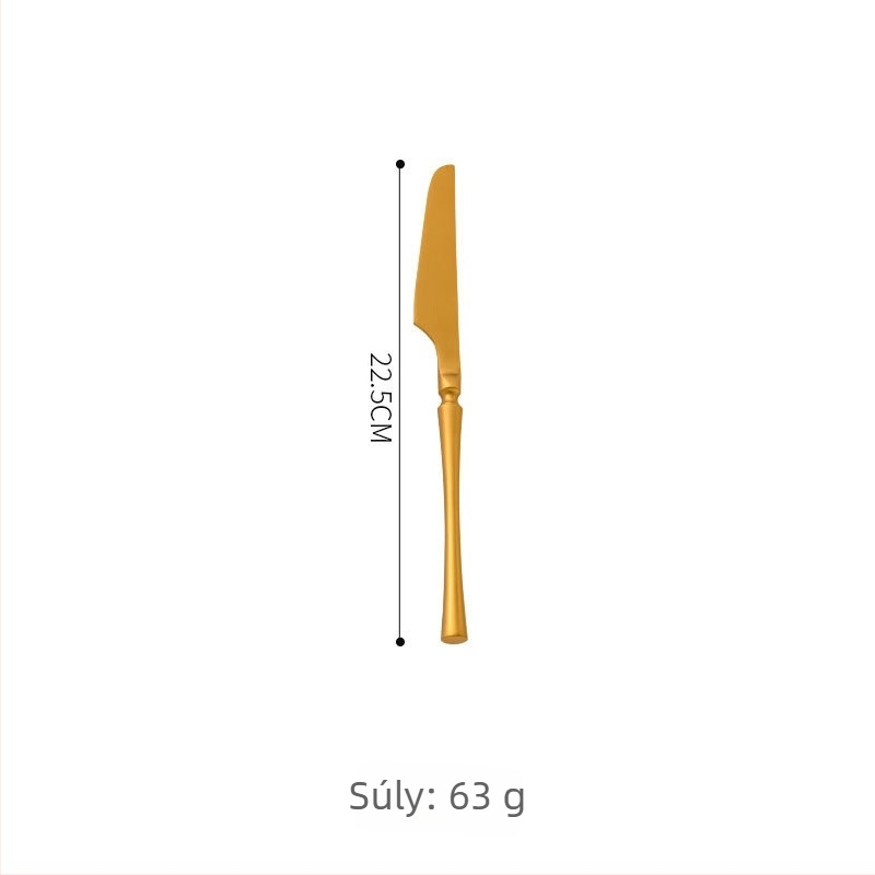 304 rozsdamentes acélból készült kés-villa-kanál készlet keskeny derékkal, vízpolírozott felülettel, Koreai stílus