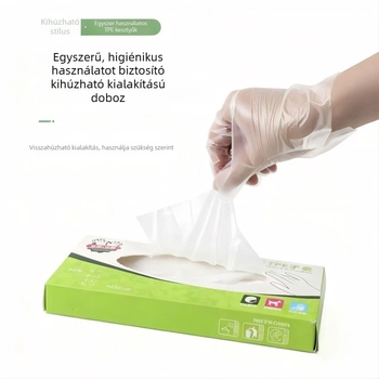 Egyszer használatos PE kesztyűk, átlátszó, csúszásmentes, standard vastagság