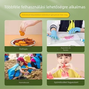 Gyermekek számára egyszer használatos kesztyűk, TPE, élelmiszer-minőségű, dobozos, csúszásmentes, 0,05–0,1 mm vastagság