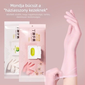 Ház körüli nitril kesztyűk tisztításra – tartós, egyszer használatos, 29.5 cm hosszú, normál vastagságú, mosogatáshoz, csomagolás 50 vagy 100 pár