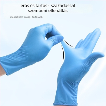 Élelmiszeripari egyszer használatos nitril kesztyűk, olajálló és csúszásmentes, 0,1–0,2 mm
