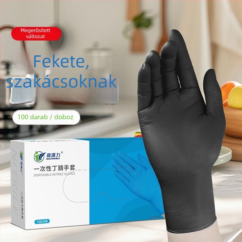 Élelmiszeripari egyszer használatos nitril kesztyűk, olajálló és csúszásmentes, 0,1–0,2 mm
