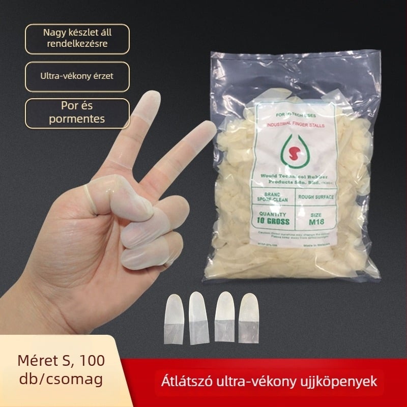 Egyszer használatos ujjhegy kesztyűk, műanyagból, vízálló, vastagság 0.05-0.1 mm, egyszerű mintázat