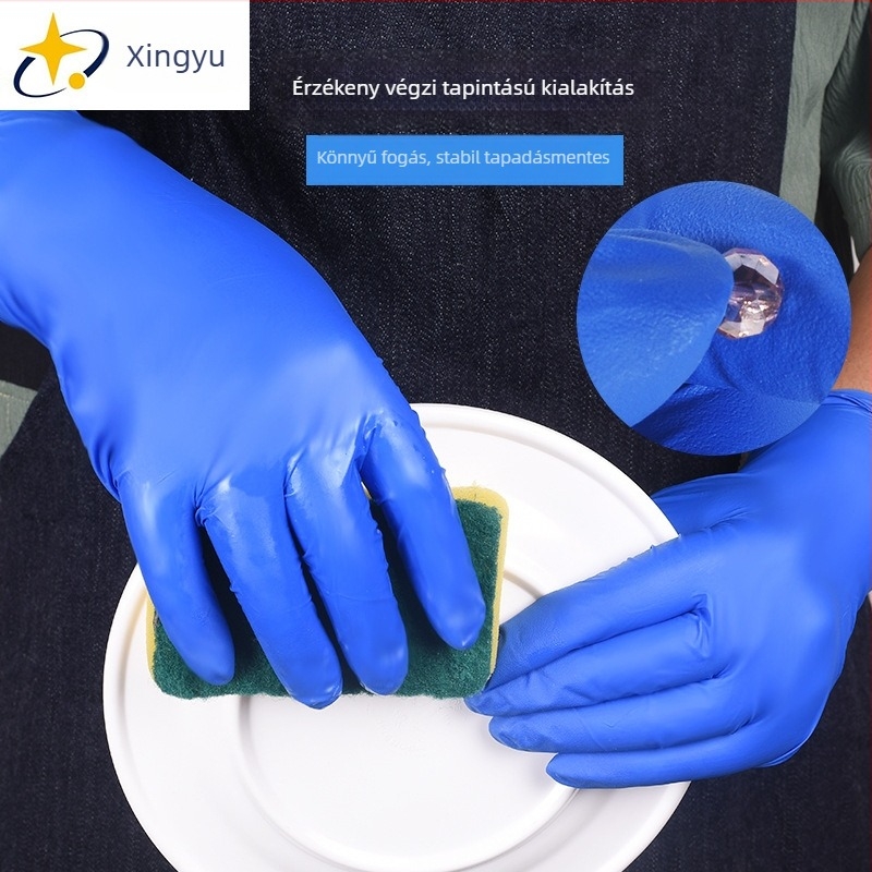 Xingyu nitril egyszer használatos kesztyűk, pormentes, tartós és vastagított kivitelben, háztartási, élelmiszer-feldolgozási és fodrászati felhasználásra