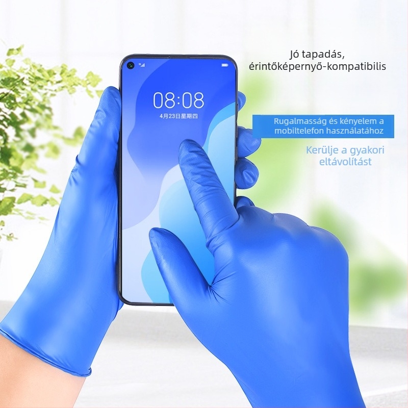 Xingyu nitril egyszer használatos kesztyűk, pormentes, tartós és vastagított kivitelben, háztartási, élelmiszer-feldolgozási és fodrászati felhasználásra