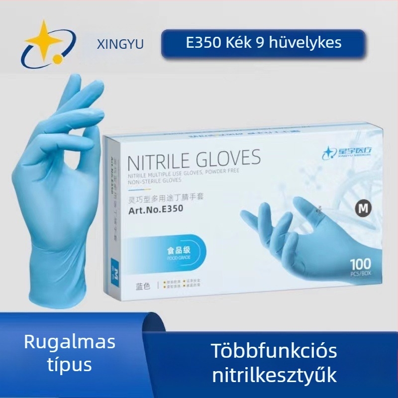 Xingyu nitril egyszer használatos kesztyűk, pormentes, tartós és vastagított kivitelben, háztartási, élelmiszer-feldolgozási és fodrászati felhasználásra