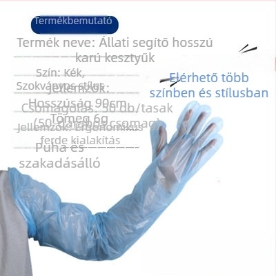 Állatorvosi egyszer használatos hosszú karú kesztyű juhok és szarvasmarhák számára — PE anyag, vastagság <0.05 mm