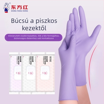 Dongfanghong Egyszer használatos nitril háztartási kesztyűk – mosogatáshoz, közepes vastagságú, tartós tisztításhoz (Brand: Dongfanghong; Material: Nitrile; Use: Dishwashing/Household; Thickness: Regular)