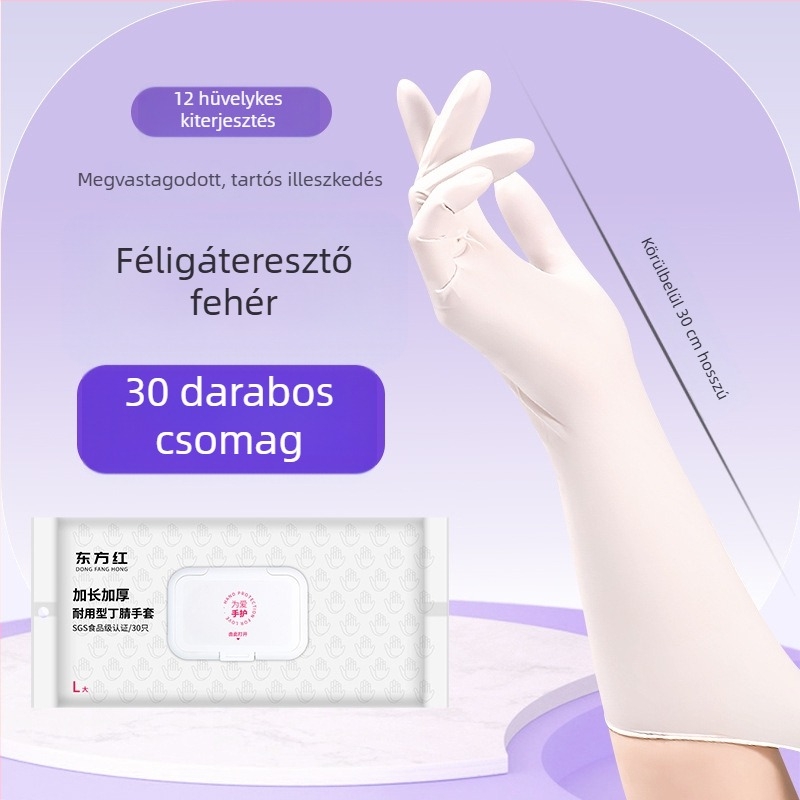 Dongfanghong Egyszer használatos nitril háztartási kesztyűk – mosogatáshoz, közepes vastagságú, tartós tisztításhoz (Brand: Dongfanghong; Material: Nitrile; Use: Dishwashing/Household; Thickness: Regular)