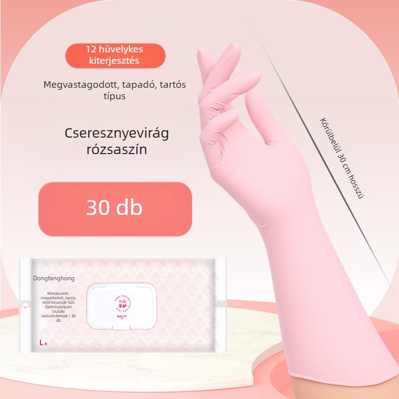 Dongfanghong Egyszer használatos nitril háztartási kesztyűk – mosogatáshoz, közepes vastagságú, tartós tisztításhoz (Brand: Dongfanghong; Material: Nitrile; Use: Dishwashing/Household; Thickness: Regular)