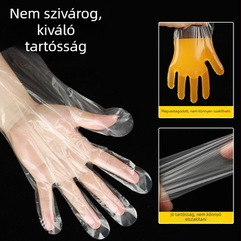 Egyszer használatos műanyag kesztyűk, átlátszóak, porállóak, 2 db csomagban
