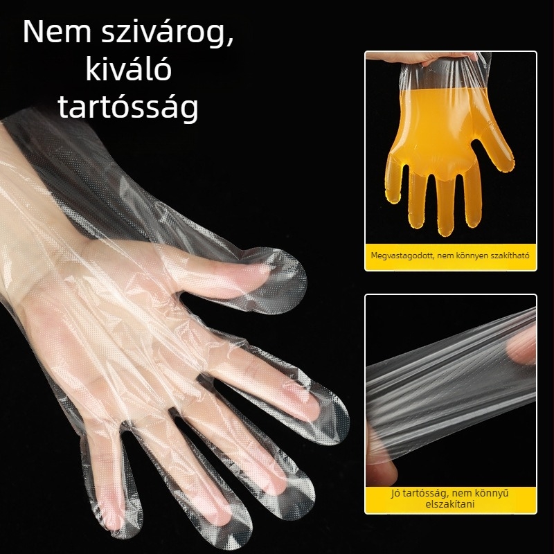 Egyszer használatos műanyag kesztyűk, átlátszóak, porállóak, 2 db csomagban