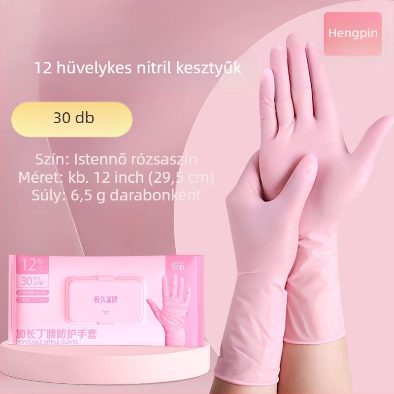 Egyszer használatos nitril kesztyűk konyhai és élelmiszer-feldolgozáshoz – Márka: Hangkang Medical / Hengpin; Súly: 4; Használat: élelmiszer-feldolgozás, mindennapi otthoni használat