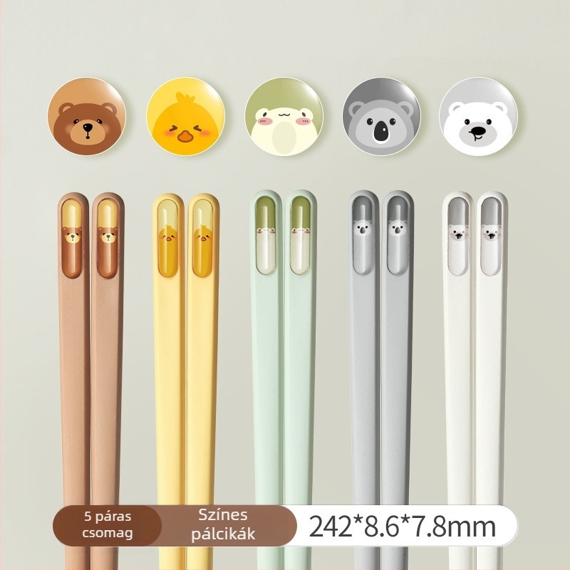 Ötvözetből készült evőpálcikák rajzfilm mintával, kreatív stílus, One Chestnut márka, felnőtteknek