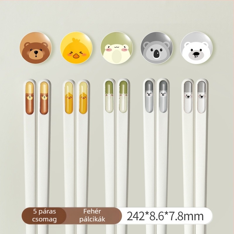 Ötvözetből készült evőpálcikák rajzfilm mintával, kreatív stílus, One Chestnut márka, felnőtteknek