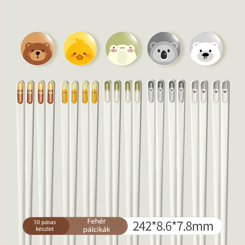 Ötvözetből készült evőpálcikák rajzfilm mintával, kreatív stílus, One Chestnut márka, felnőtteknek