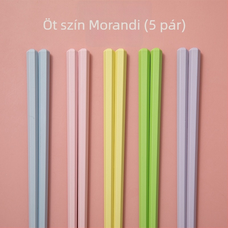 Ötvözetből készült evőpálcikák, japán stílusú, magas hőmérséklet-álló, penészmentes, 5 pár