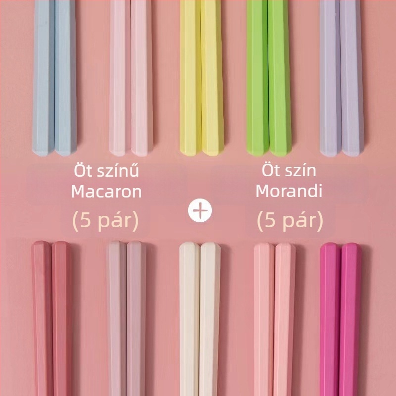 Ötvözetből készült evőpálcikák, japán stílusú, magas hőmérséklet-álló, penészmentes, 5 pár