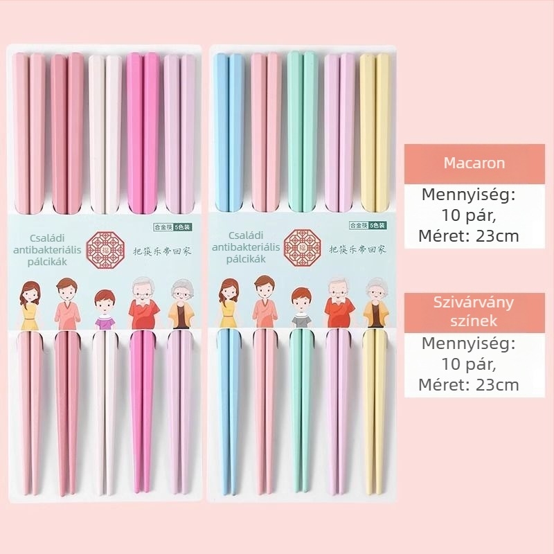 Ötvözetből készült evőpálcikák, japán stílusú, magas hőmérséklet-álló, penészmentes, 5 pár