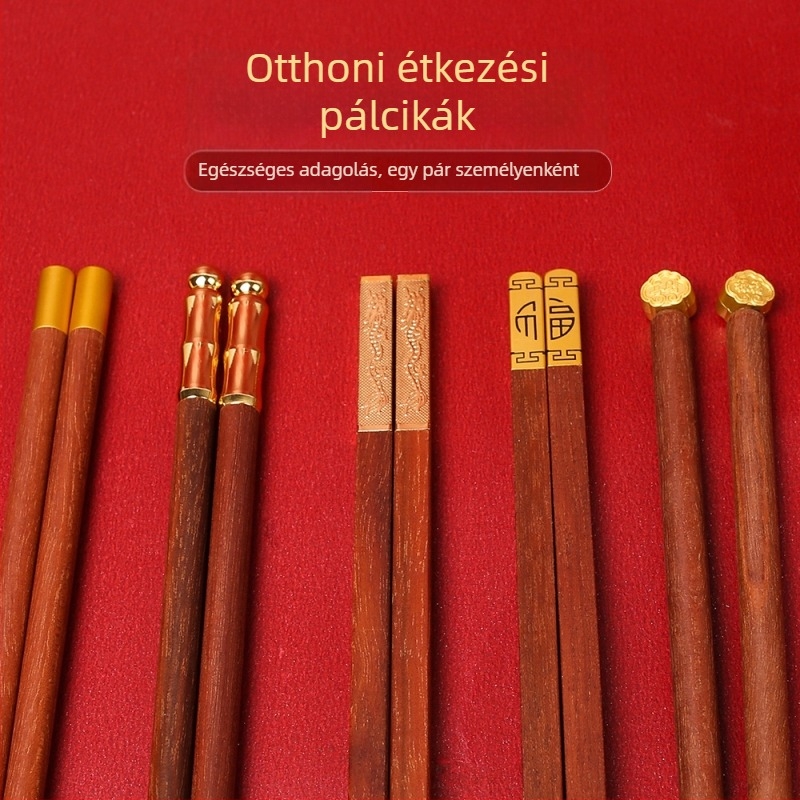 Fa evőpálcikák – ajándék készlet, 5 pár, National Tide stílus, nyomtatott logó