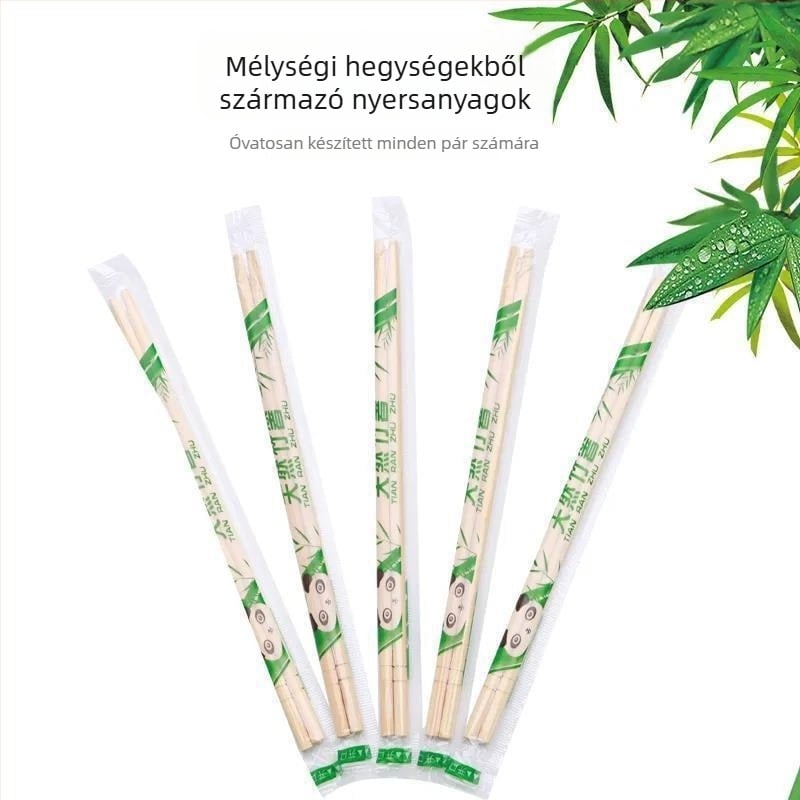 Egyszer használatos evőpálcikák, egyenként csomagoltak, éttermek és gyorséttermek számára, 100 vagy 200 páras készlet, biológiailag lebomló