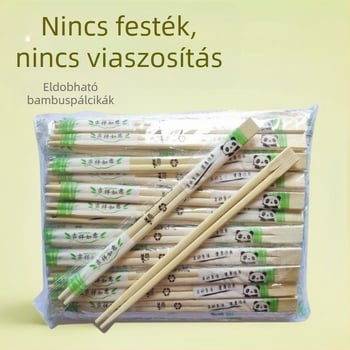 Egyszer használható bambusz evőpálcikák, higiénikus kerek kialakítású, 50 db, hőálló, egyenként csomagolt