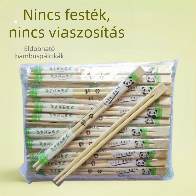 Egyszer használható bambusz evőpálcikák, higiénikus kerek kialakítású, 50 db, hőálló, egyenként csomagolt
