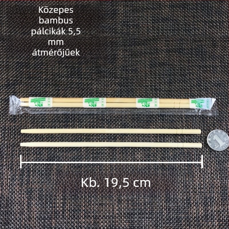 Egyszer használható bambusz evőpálcikák, higiénikus kerek kialakítású, 50 db, hőálló, egyenként csomagolt