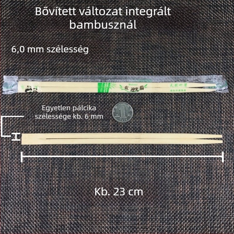 Egyszer használható bambusz evőpálcikák, higiénikus kerek kialakítású, 50 db, hőálló, egyenként csomagolt