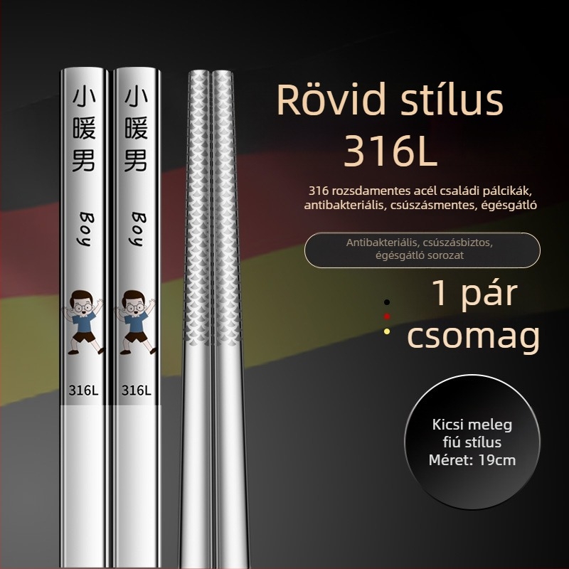316L rozsdamentes acél evőpálcikák, modern minimalista dizájn, rajzolt minta, 1 pár, tükrös felület