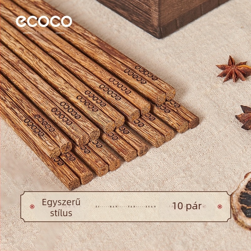 Ecoco márkájú csirkeszárnyfa evőpálcikák, nemzeti trend stílus, vízpolírozott felület, 5/10 pár