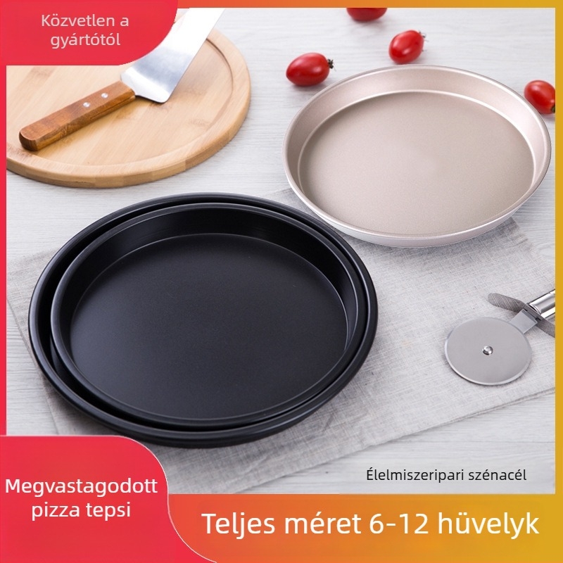 Pizza sütőforma készlet, kör alakú formák, szénacélból, tapadásmentes bevonattal, sütéshez pizzához és süteményekhez