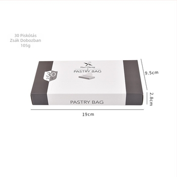 Díszítő tasakok készlet csövekkel – dobozos csomagolásban, tortadíszítő eszközök sütéshez, anyagok: PE és rozsdamentes acél, 2024 nyár megjelenés