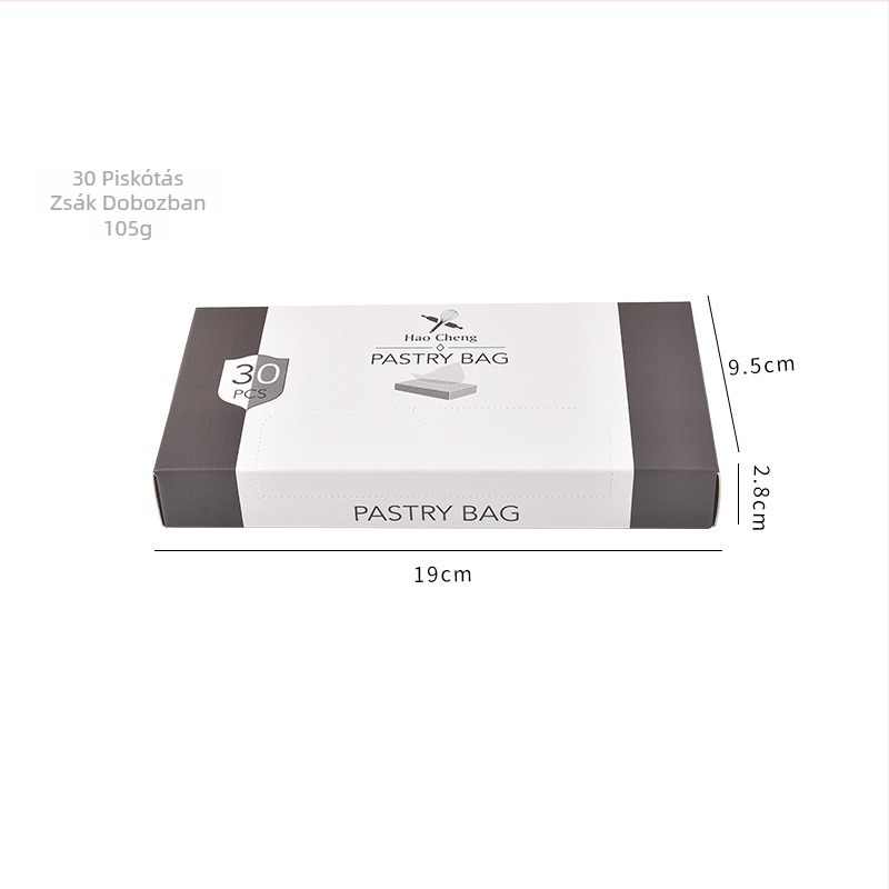 Díszítő tasakok készlet csövekkel – dobozos csomagolásban, tortadíszítő eszközök sütéshez, anyagok: PE és rozsdamentes acél, 2024 nyár megjelenés