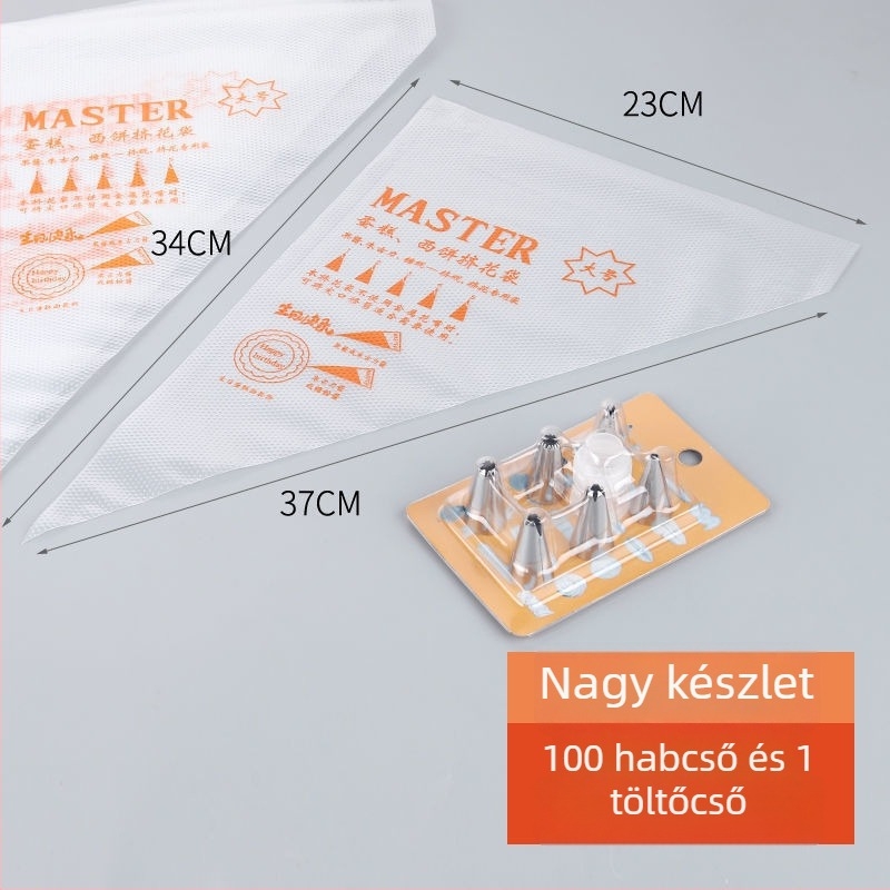Egyszer használatos díszítő tasak, élelmiszer-minőségű PE, sütemények és kekszek díszítésére, DIY díszítő eszköz, magáncímke elérhető