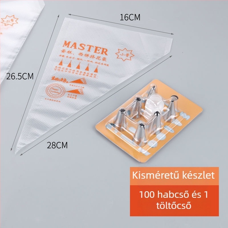 Egyszer használatos díszítő tasak, élelmiszer-minőségű PE, sütemények és kekszek díszítésére, DIY díszítő eszköz, magáncímke elérhető
