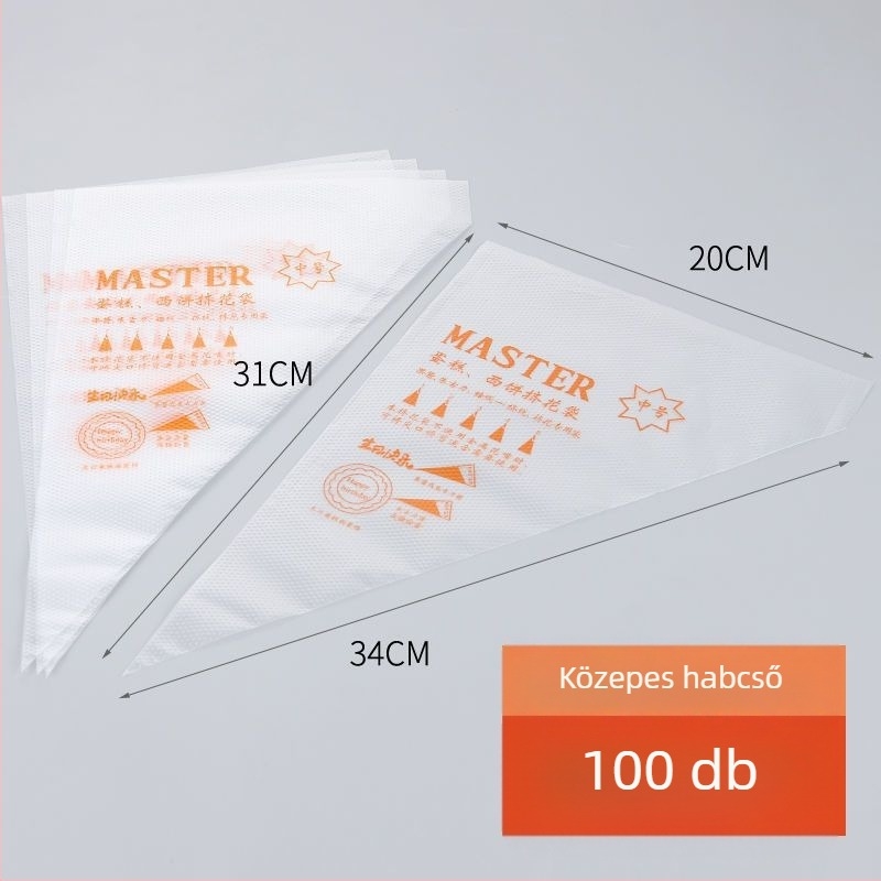 Egyszer használatos díszítő tasak, élelmiszer-minőségű PE, sütemények és kekszek díszítésére, DIY díszítő eszköz, magáncímke elérhető