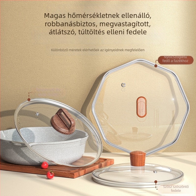 Weixiang univerzális edényfedő üvegből – edzett üveg, vastag, hőálló