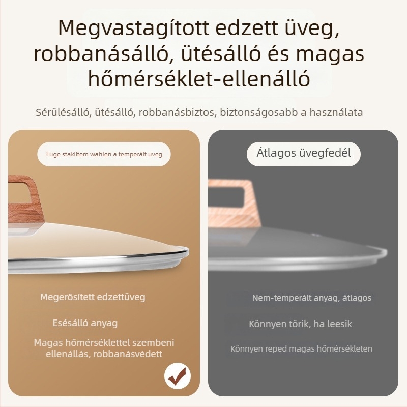 Weixiang univerzális edényfedő üvegből – edzett üveg, vastag, hőálló