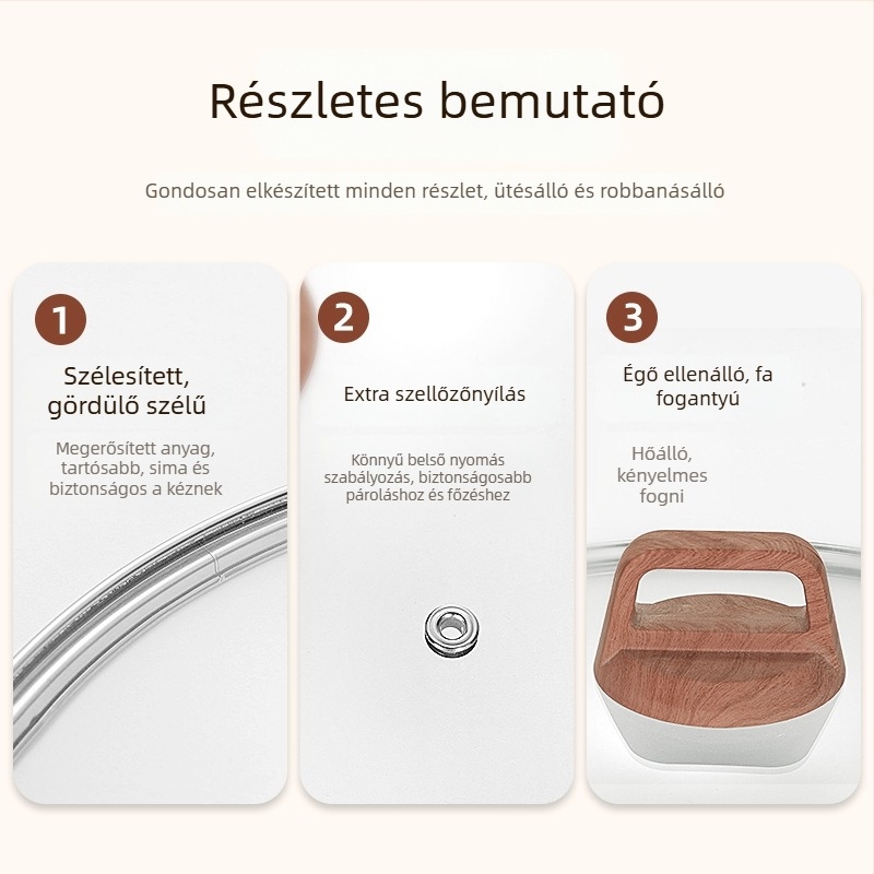 Weixiang univerzális edényfedő üvegből – edzett üveg, vastag, hőálló