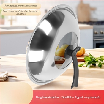 Rozsdamentes acél fazékfedő; vastagított üveg; átlátszó kombinációs fedő (Anyag: Rozsdamentes acél; Modell: Kombinációs fedő; Súly: 365 g; Stílus: Modern egyszerű)