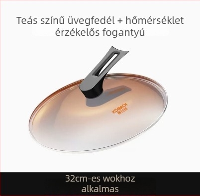 Combach üvegfedő wokhoz – átlátszó, kör alakú, hőálló üveg, fogantyúval