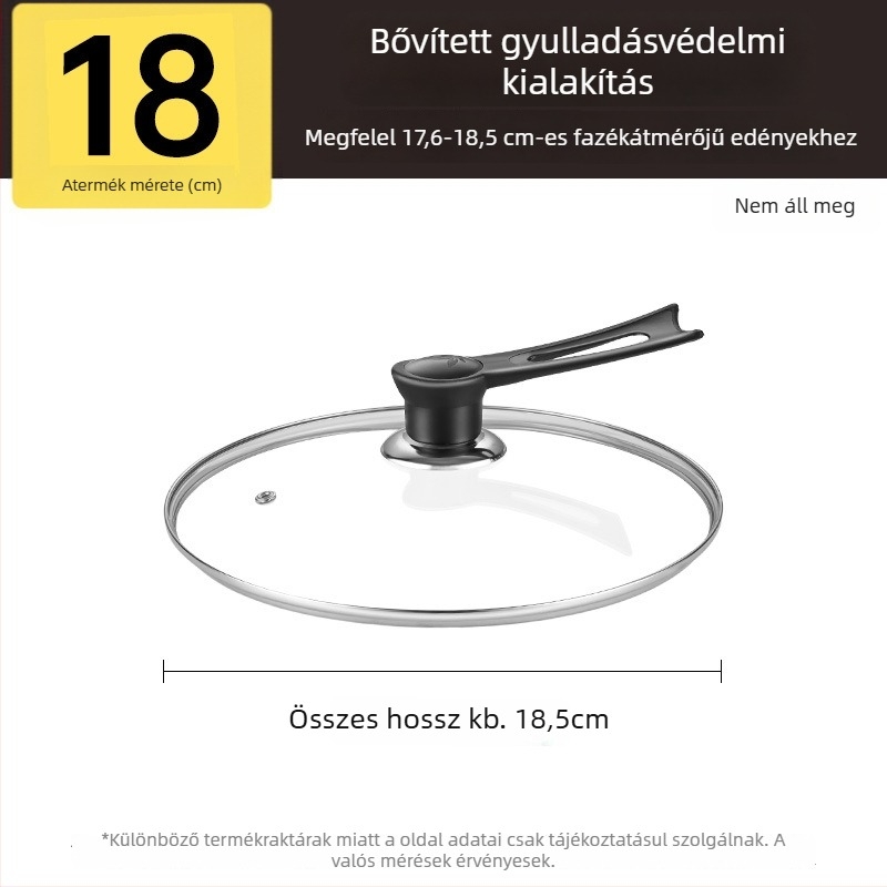 Fazékfedő, edzett üveg, magas hőállóságú, univerzális illeszkedés, élelmiszerbiztonságú