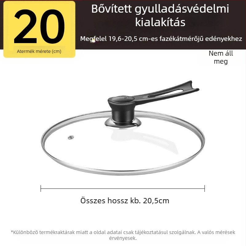Fazékfedő, edzett üveg, magas hőállóságú, univerzális illeszkedés, élelmiszerbiztonságú