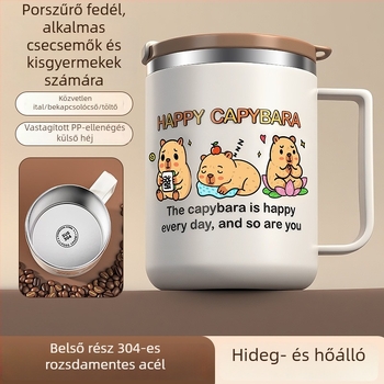 304 rozsdamentes acél bögré, törhetetlen, rajzfilm-stílusú dizájn, irodai és teás/kávés használatra