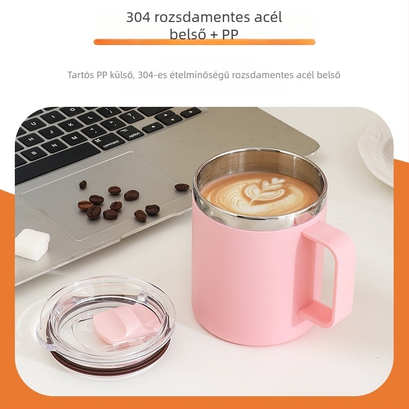 SEALLOCK 304 rozsdamentes acél kávés bögre fedővel – ideális üzleti és promóciós ajándék