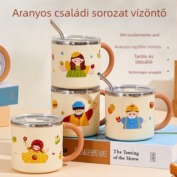 304 rozsdamentes acél bögré dupla falú hőszigeteléssel, fedél, hordozható