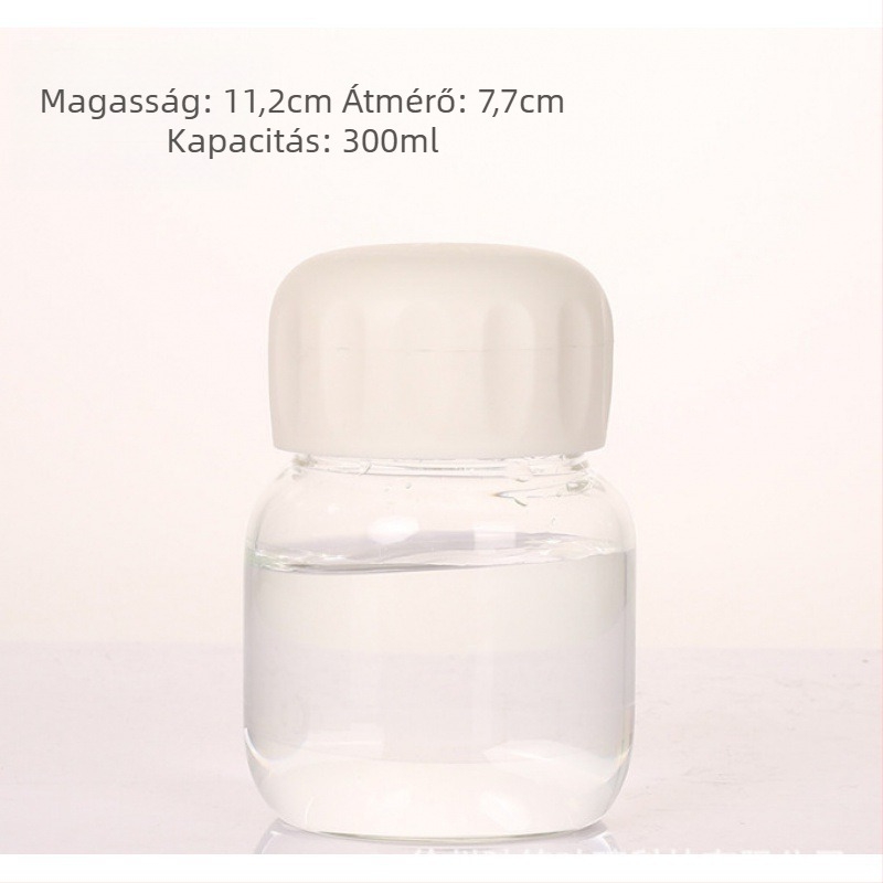 Víz pohár fedéllel, modern minimalist design, logó nyomtatás, egyrétegű üveg, hőálló