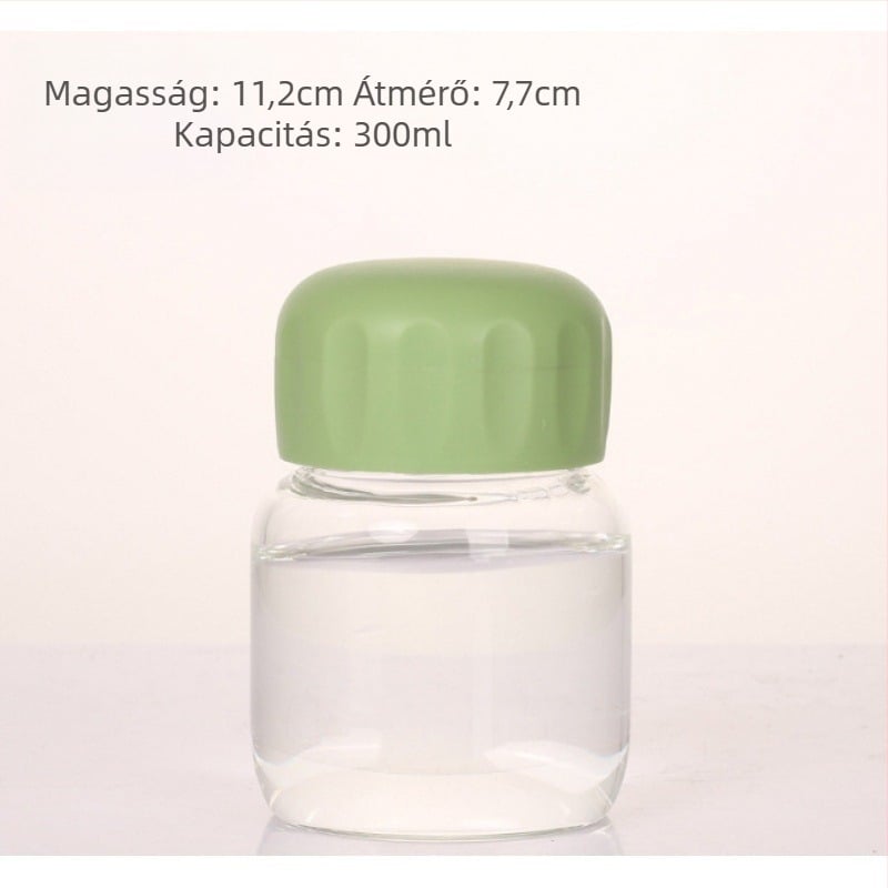 Víz pohár fedéllel, modern minimalist design, logó nyomtatás, egyrétegű üveg, hőálló